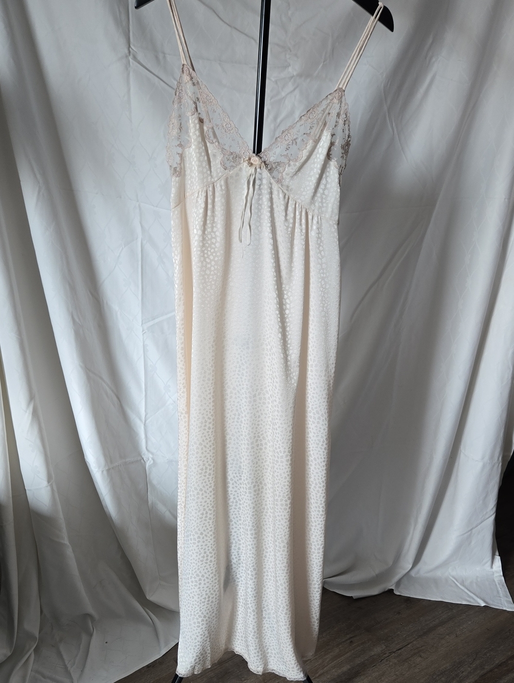 Vintage Christian Dior Cream Lace-Trim Nightgown